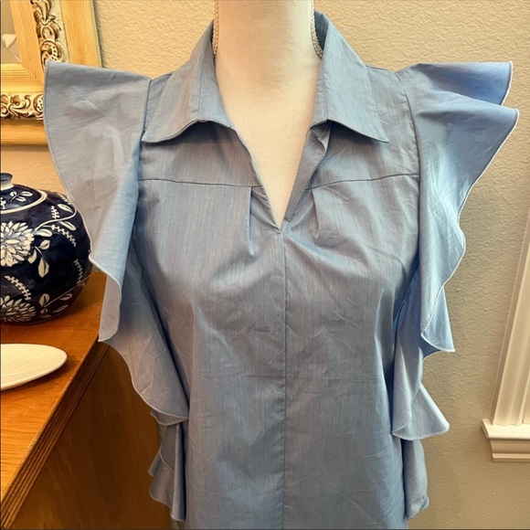 Esley V neck collar with ruffles - Picture 2 of 5